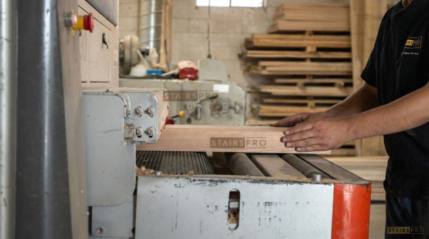 Milling stair treads to the specified thickness Milling stair treads to the specified thickness