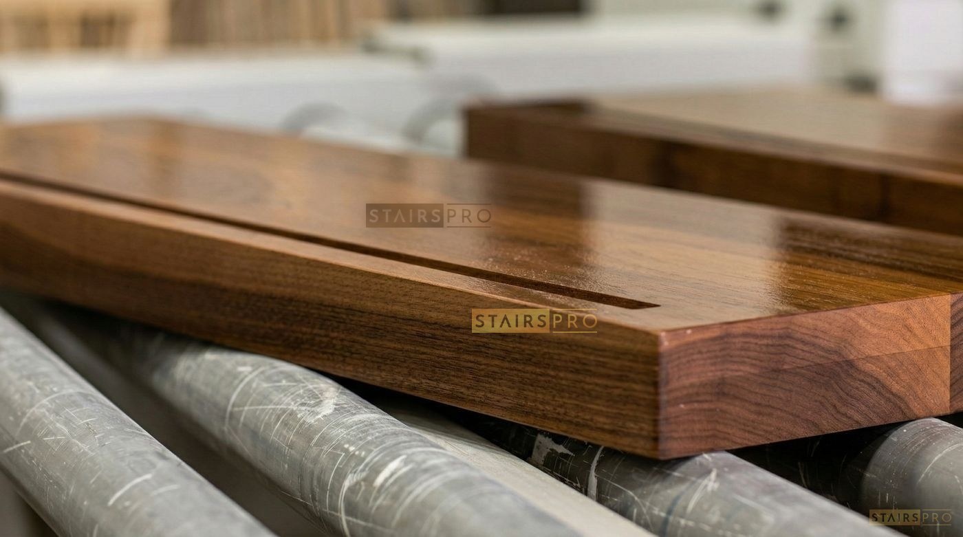 Staining stair treads colour matched to the flooring Staining stair treads colour matched to the flooring